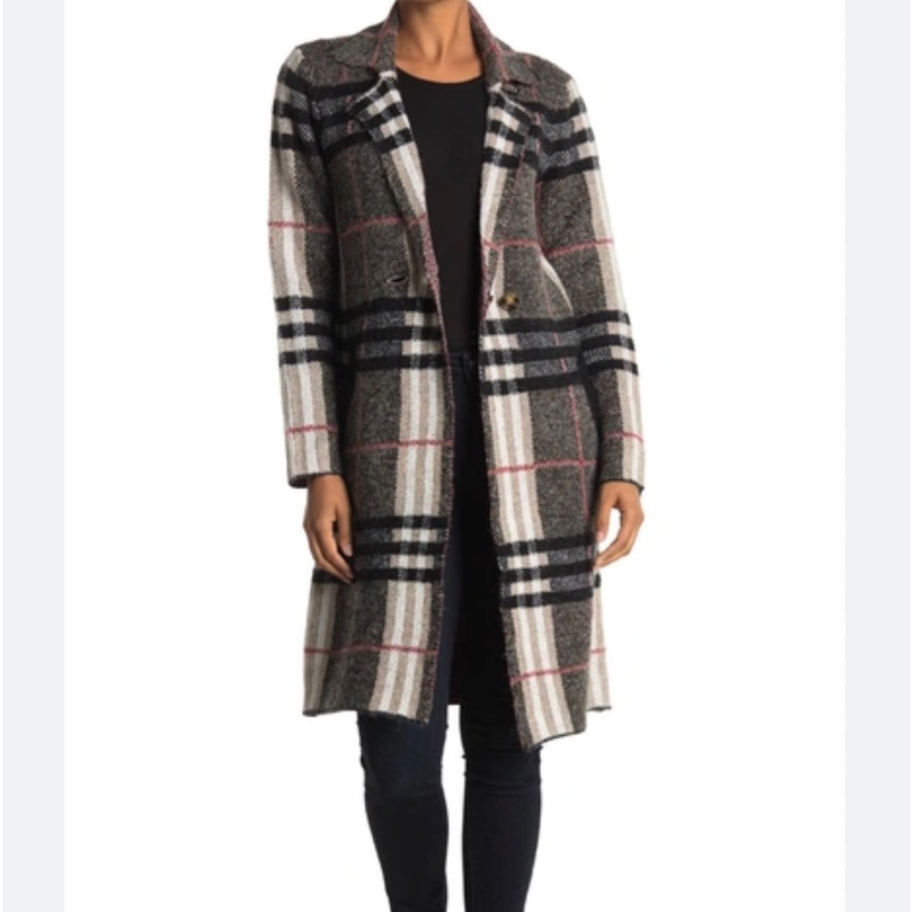 Cyrus Plaid Print Trench Sweater